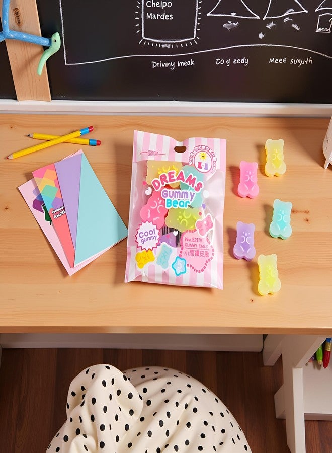 GANPUB 5 Pcs Colorful Cute Erasers - Gummy Bear Cabochons | Cartoon Bear Pencil Erasers | Erasers Animals | Interactive Eraser Pets | Stationery Supplies and School Reward - Image 5
